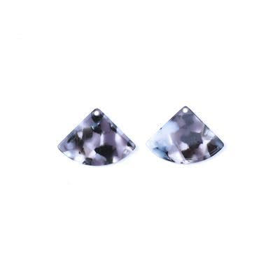 21x29mm Black and White Acetate Fan Charm/Pendant (1 Pair)