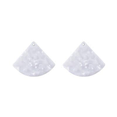37x44mm Pearl Acetate Jumbo Fan Pendant (1 Pair)