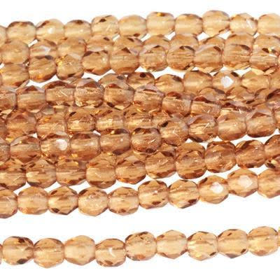 3mm Smoky Topaz Czech Glass Fire Polish Beads