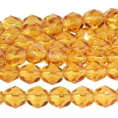 6mm Medium Topaz Czech Glass Fire Polish Beads