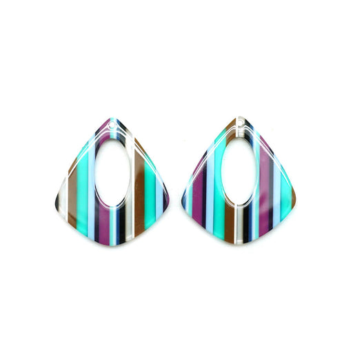 31x35mm Peacock Stripe Acetate Pear Shape Pendant