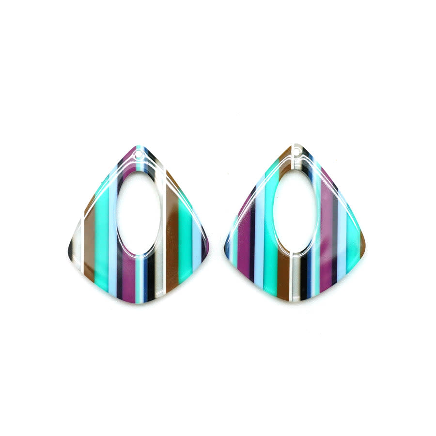 31x35mm Peacock Stripe Acetate Pear Shape Pendant
