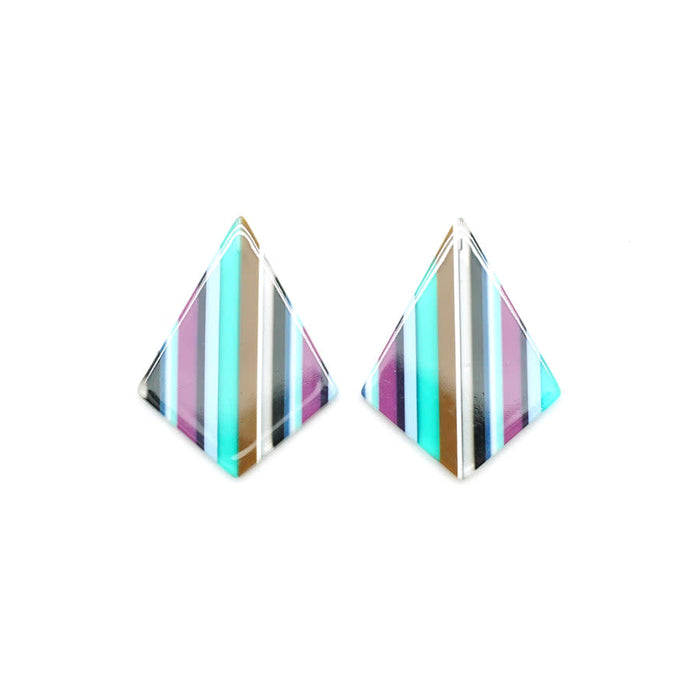 30x40mm Peacock Stripe Acetate Kite Shape Top Drilled Pendant (1 Pair)
