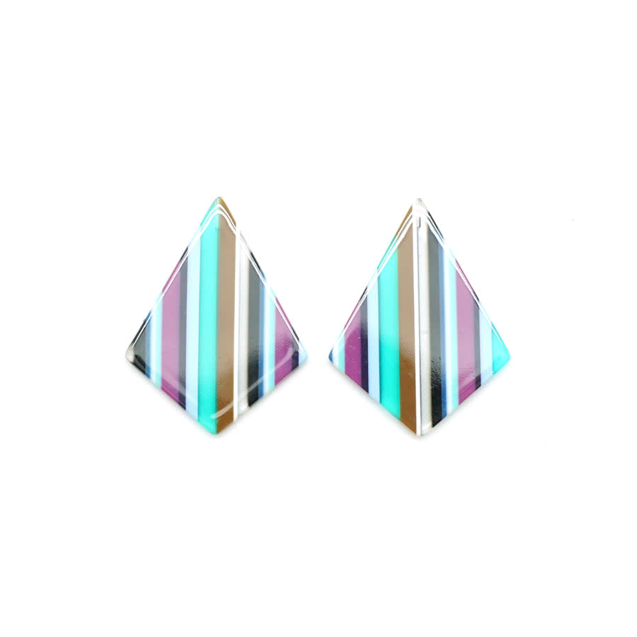 30x40mm Peacock Stripe Acetate Kite Shape Top Drilled Pendant (1 Pair)