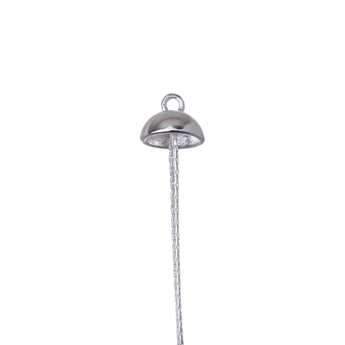 8mm OD (6mm ID) Bead Cap with Loop Inside - Silver Plated