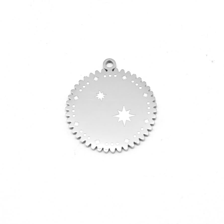 18mm Stainless Steel Round Stars Charm