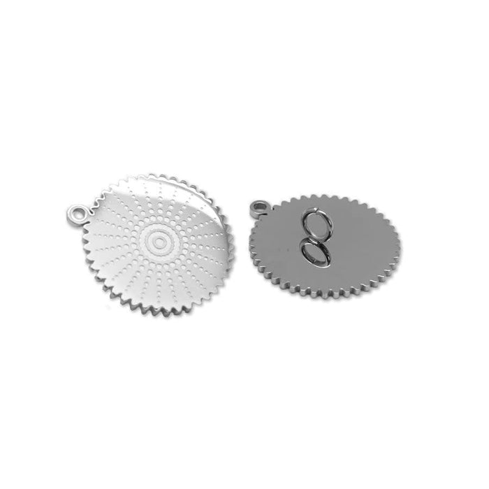 18mm Stainless Steel Round Solar Burst Charm or Button