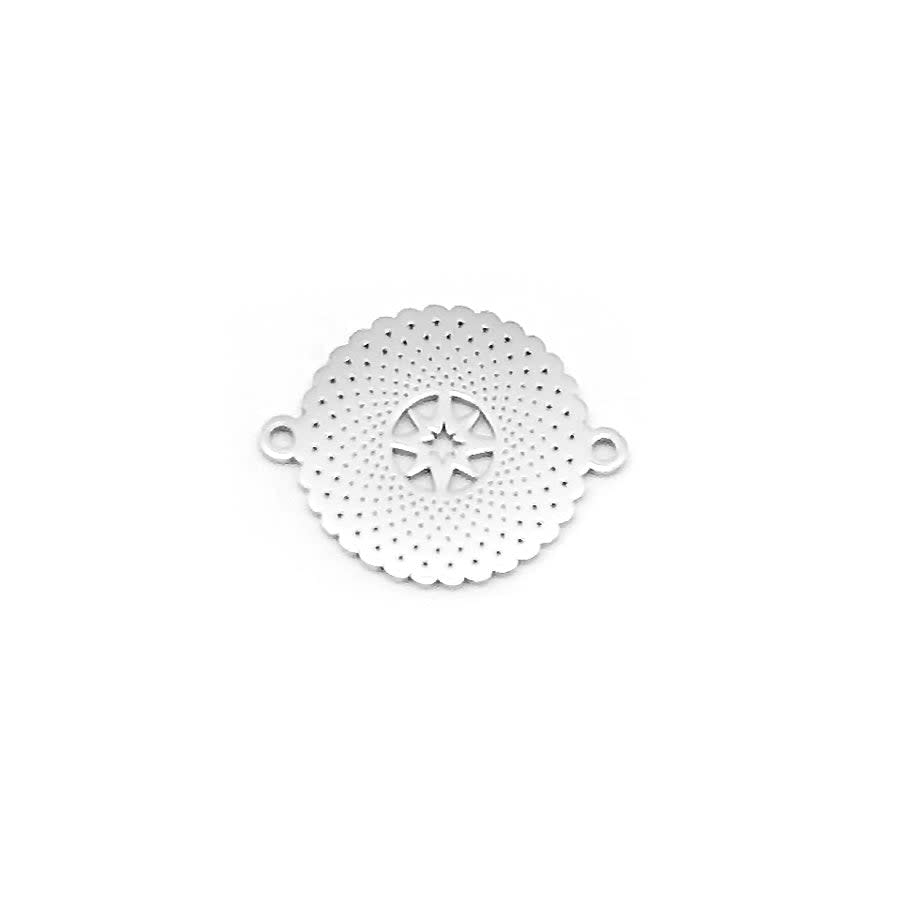 18mm Silver Plated Stainless Steel Solar Burst Connector