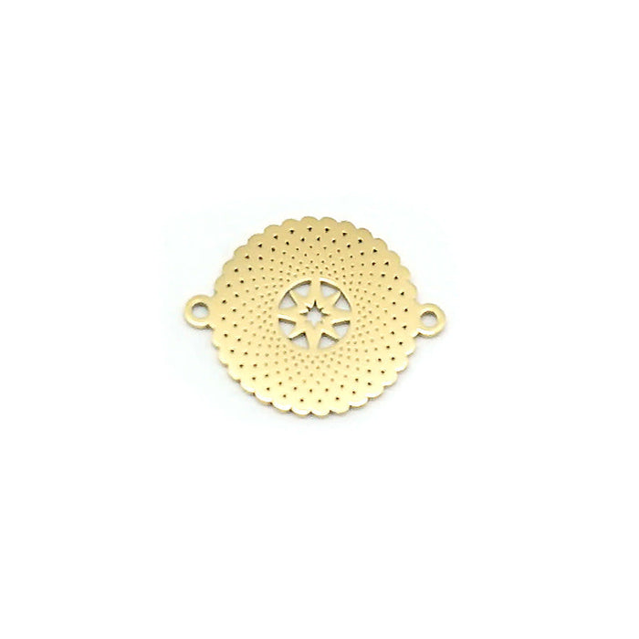 18mm 14K Gold Plated Stainless Steel Solar Burst Connector