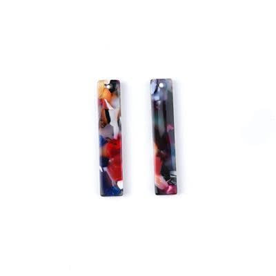 7x34mm Multi Color Acetate Long Rectangle Pendants (1 Pair)