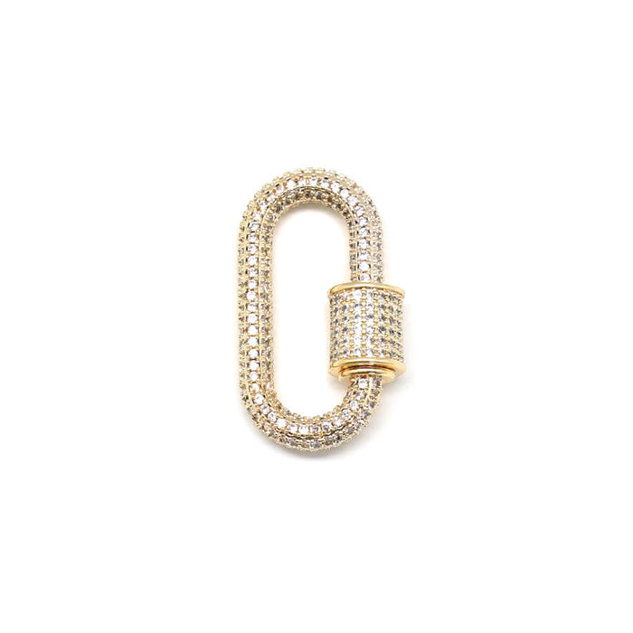 28mm Gold Plated with Clear Rhinestones Jewelry Carabiner with Lock Clasp or Pendant