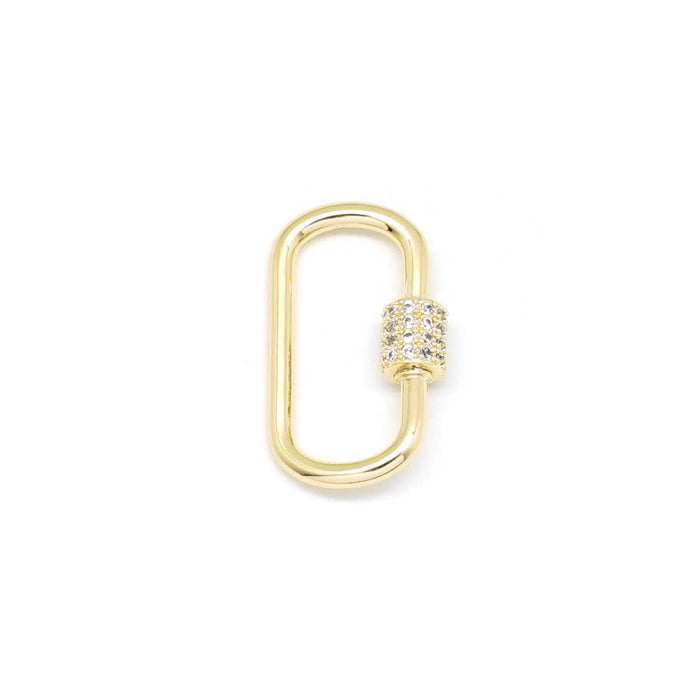 28mm Gold Plated Jewelry Carabiner with Rhinestone Lock Clasp or Pendant