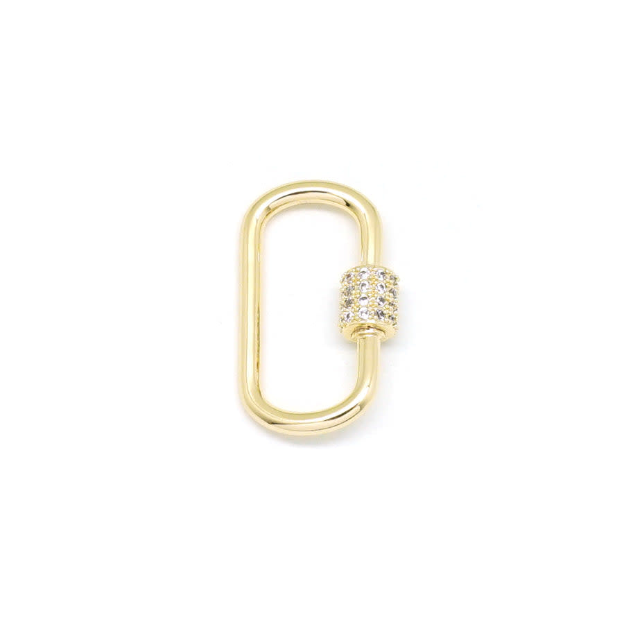 28mm Gold Plated Jewelry Carabiner with Rhinestone Lock Clasp or Pendant