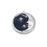 23mm Navy Enamel Rhodium Plated Round Man in the Moon Charm