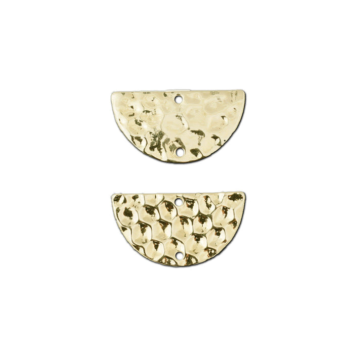 27x15mm Gold Plated Textured Half Circle Pendant/Connector