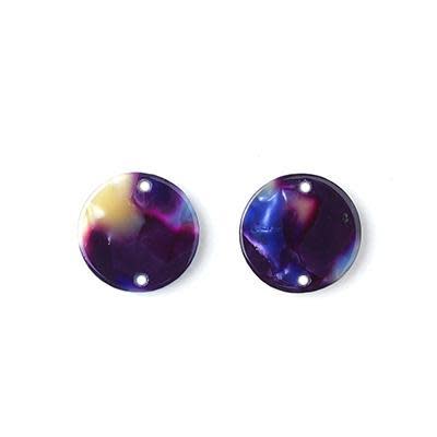 15mm Multi Color Pastels Acetate Two Hole Coin Connector (1 Pair)