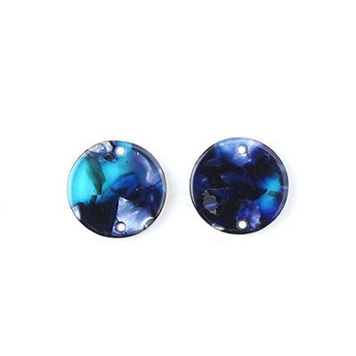 15mm Blue Acetate Two Hole Coin Connector (1 Pair)