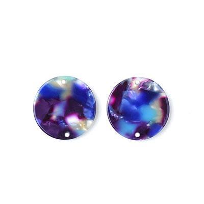 20mm Multi Color Pastels Acetate Two Hole Coin Connector (2 Pieces)