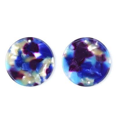 30mm Multi Color Pastels Acetate Two Hole Coin Connector (1 Pair)