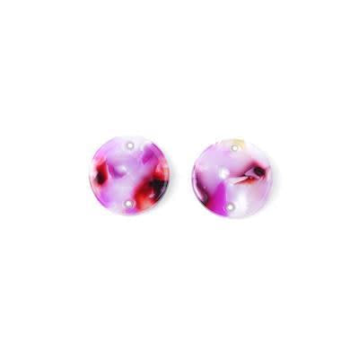 15mm Hot Pink Acetate Two Hole Coin Connector (1 Pair)