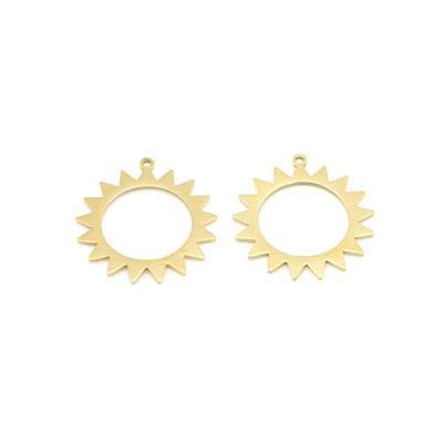 24mm Gold-Plated Stainless Steel Charm Sunburst (2 Pieces)