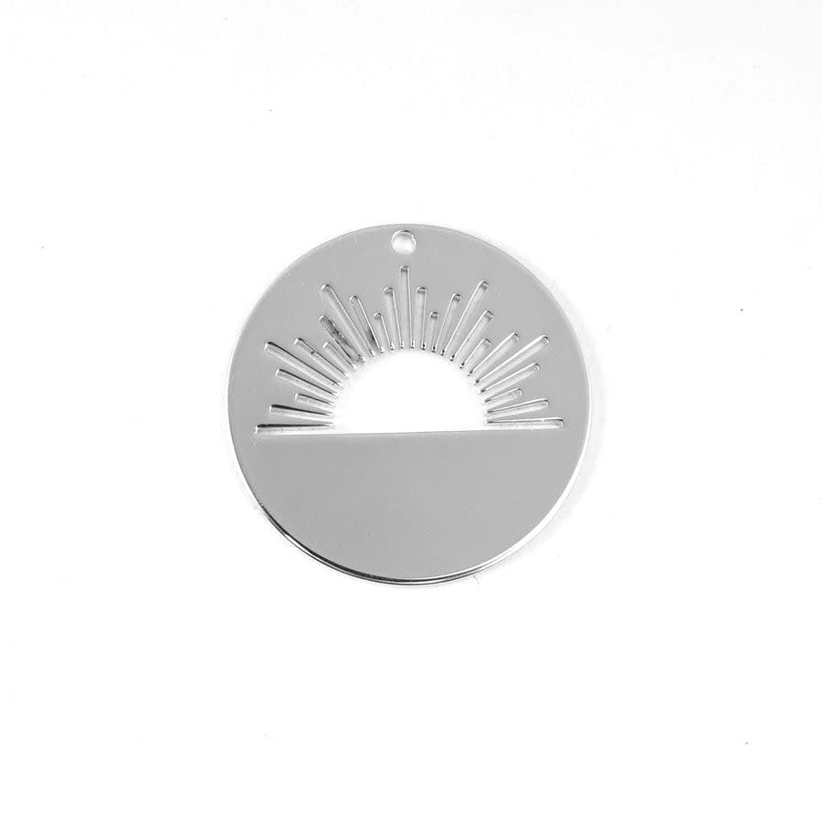 25mm Rhodium Plated Art Deco Horizon Sunset Charm/Pendant