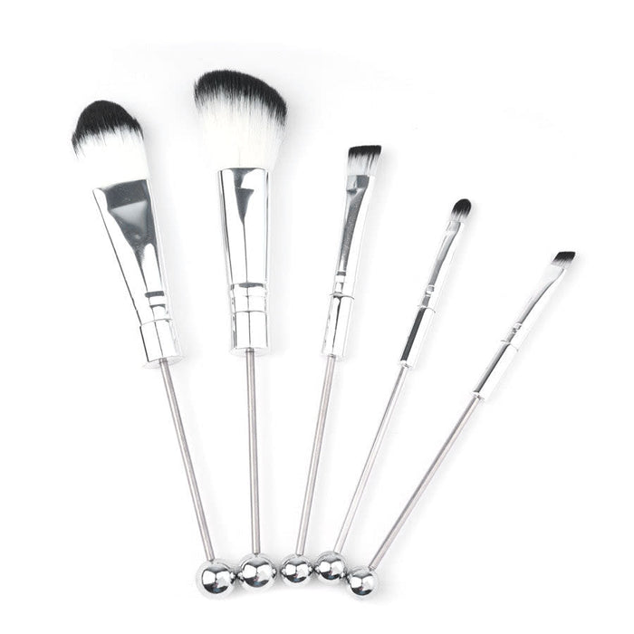 Make-Up Brush 5 Piece Set with Silver Case