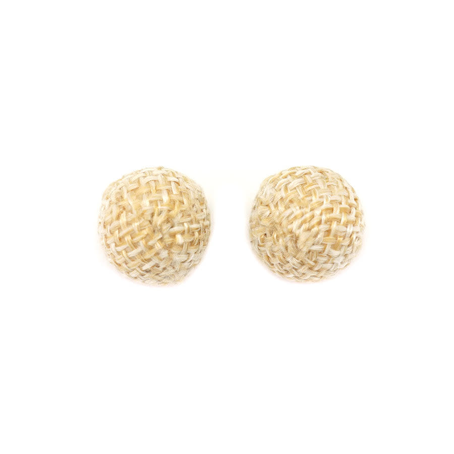 14mm Handmade Woven Rattan Straw Round Bead (1 Pair)