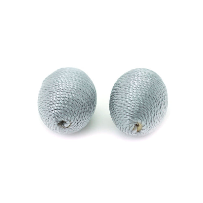 15x20mm Silver Grey Thread Wrapped Oval Bead (1 Pair)