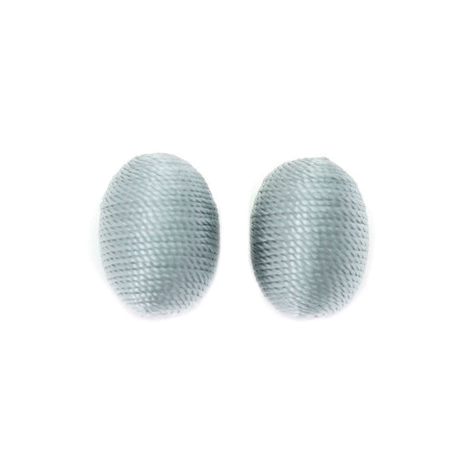 15x20mm Silver Grey Thread Wrapped Oval Bead (1 Pair)