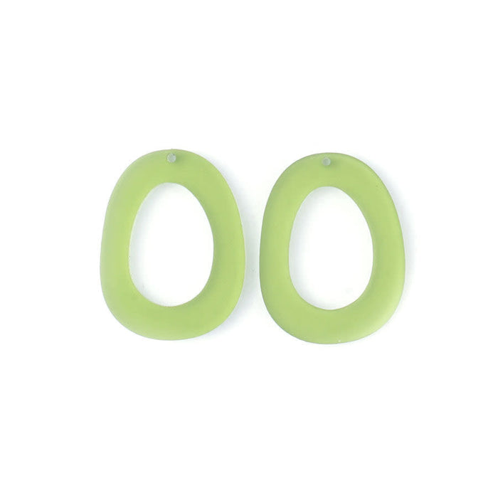 32x24mm Oval Donut with Cutout Acrylic Component Set - Retro Green (1 Pair)