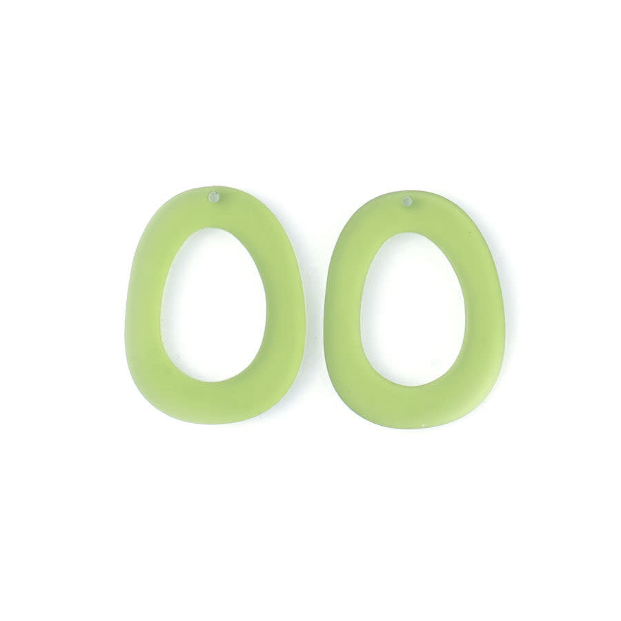 32x24mm Oval Donut with Cutout Acrylic Component Set - Retro Green (1 Pair)