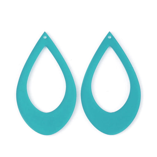 77x45mm Jumbo Teardrop with Cutout Acrylic Component Set - Teal Blue (1 Pair)