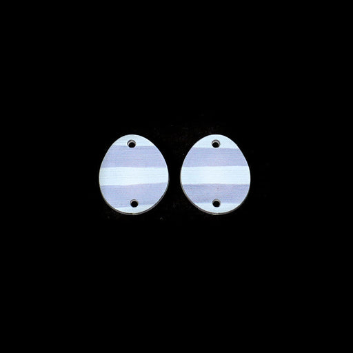 19x11mm Oval Acrylic Connector Component Set - Gray Stripe (1 Pair)