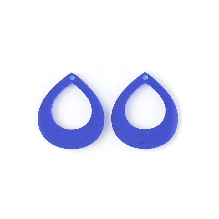28x24mm Small Pear Shape with Cutout Acrylic Component Set - Navy Blue