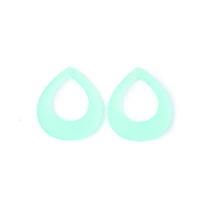 40x35mm Medium Pear Shape with Cutout Acrylic Component Set - Lucite Green (1 Pair)