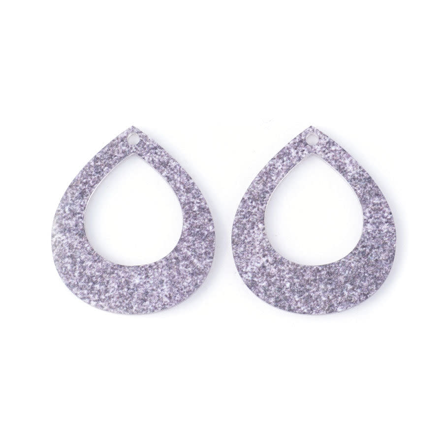 40x35mm Small Pear Shape with Cutout Acrylic Component Set - Granite (1 Pair)