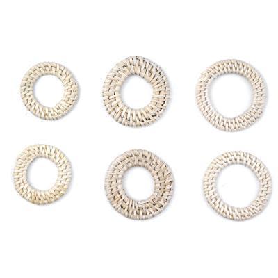 Handmade Woven Rattan Straw Ring Pendant/Connector (1 Pair)
