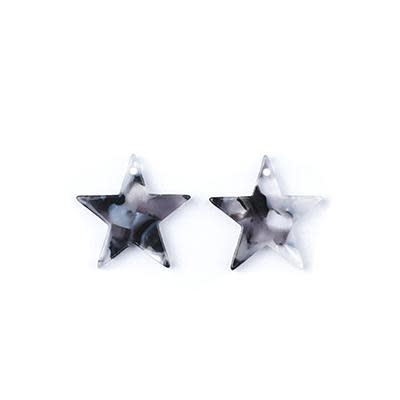 20mm Black and White Acetate Star Charm (1 Pair)