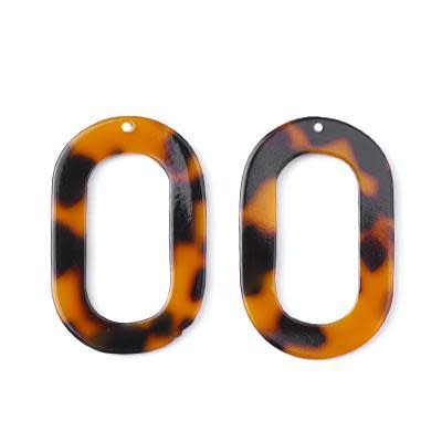 44x28mm Tortoise Shell Acetate Oval Ring Pendant (1 Pair)