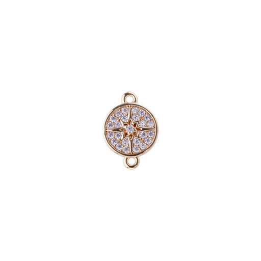 15mm Round Connector with Crystal Embellishments from the Glam Collection - Gold Plated