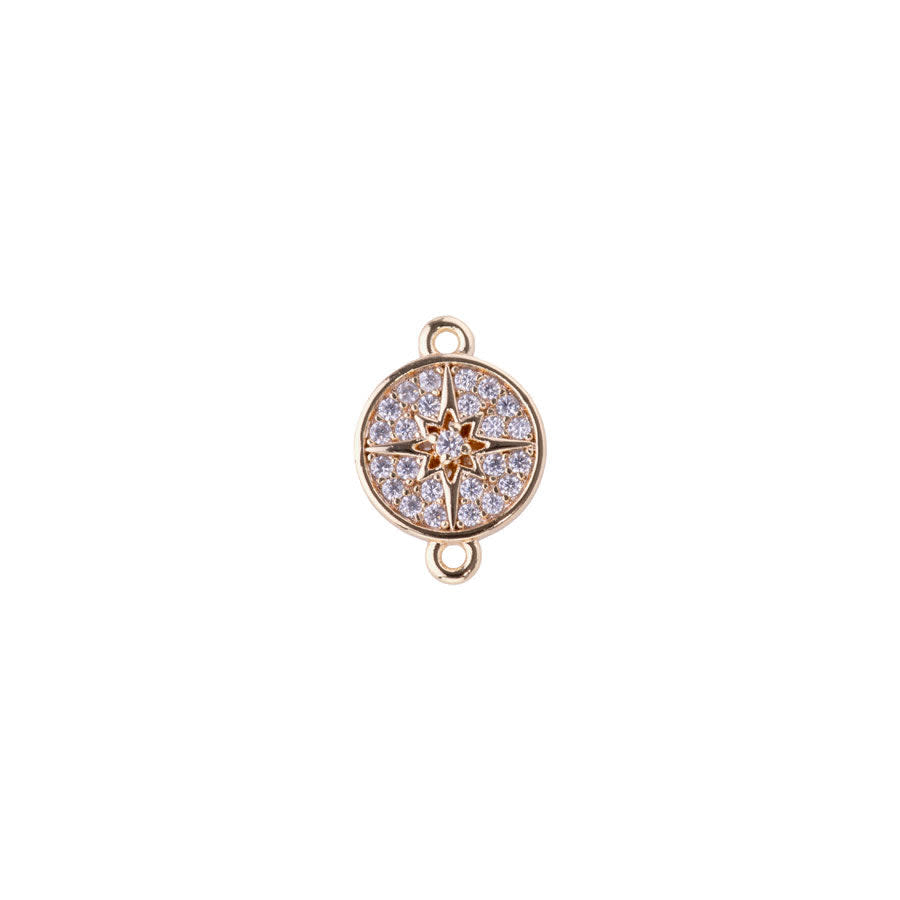 15mm Round Connector with Crystal Embellishments from the Glam Collection - Gold Plated