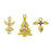 Traditional Holiday Cheer Charm 3 Piece Set in Gold Plating