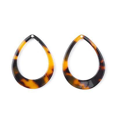 38x29mm Tortoise Shell Acetate Teardrop Ring Pendant (1 Pair)