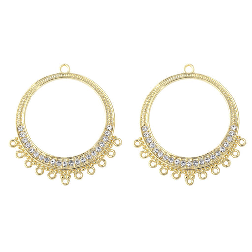 48x44mm Crystal Embellished Multi Loop Hoop Component in Gold Plating from the Glam Collection (1 Pair)