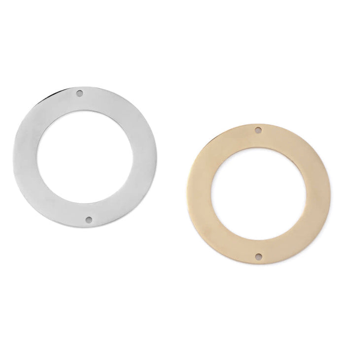 35mm Shiny Wide Ring Connector / Component from the Chic Collection - Gold Plated Brass (1 Pair)