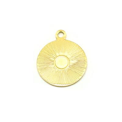 19mm Gold Plated Stainless Steel Round Sun Burst Charm