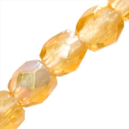 Czech Fire Polished Glass Beads 3mm Round Topaz AB (50 pcs)