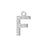 Alphabet Pendant, Letter 'F' with Rings 12.5mm, Sterling Silver (1 Piece)
