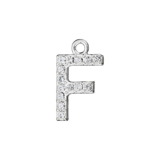 Alphabet Pendant, Letter 'F' with Rings 12.5mm, Sterling Silver (1 Piece)